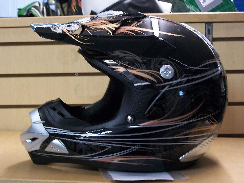 ZEUS Solid Black/Gold, Spector Ghost Design, MotoCross Helmets