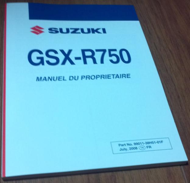 Suzuki GSX-R 750 Manuel du Proprietaire, French Owners Manual