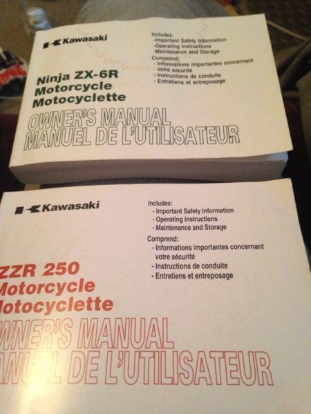Kawasaki Zx6r zzr 250 owners manual
