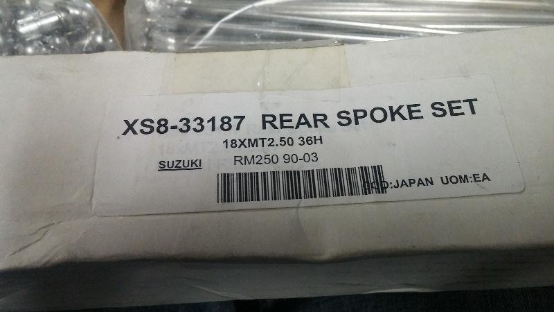 90 - 2003 suzuki RM250 rear spoke set. new. part# XS8-33187