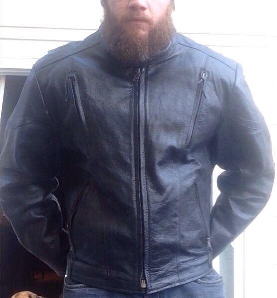 Size 54 men's heavy leather riding jacket