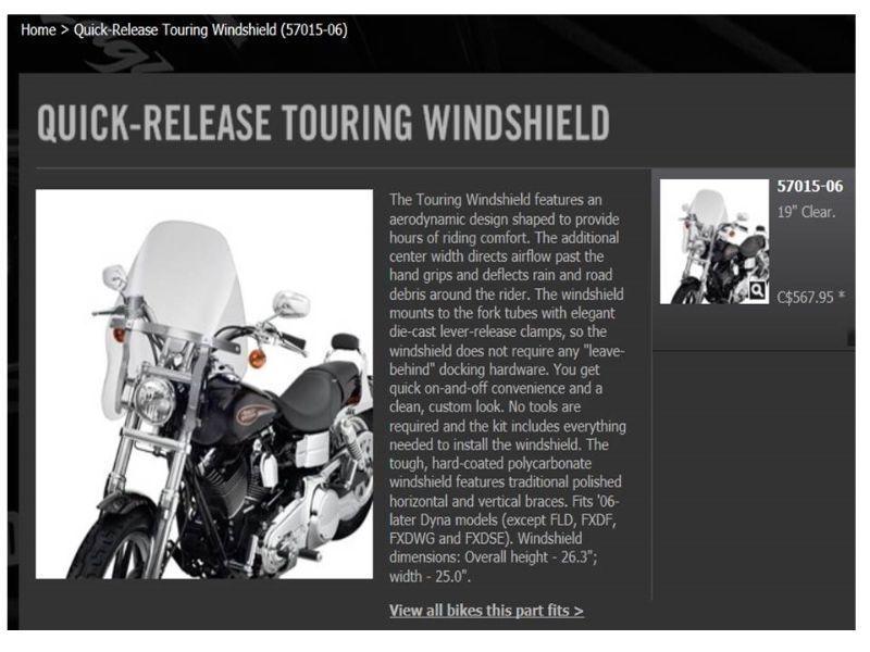 Quick-release, locking, touring windshield for HD Dyna