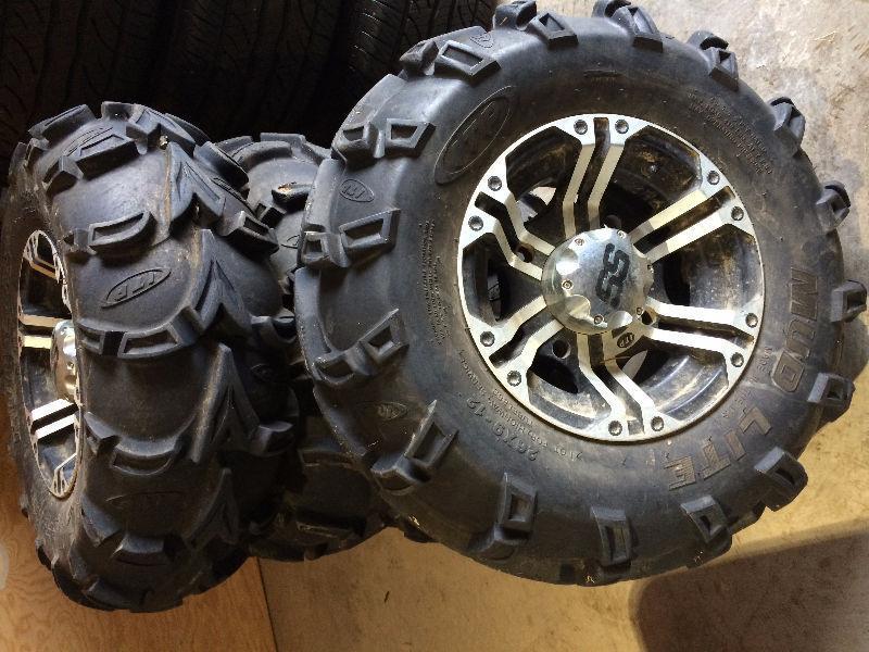 4 ITP Mud Lite Quad Tires 26x9-12 and SS Rims