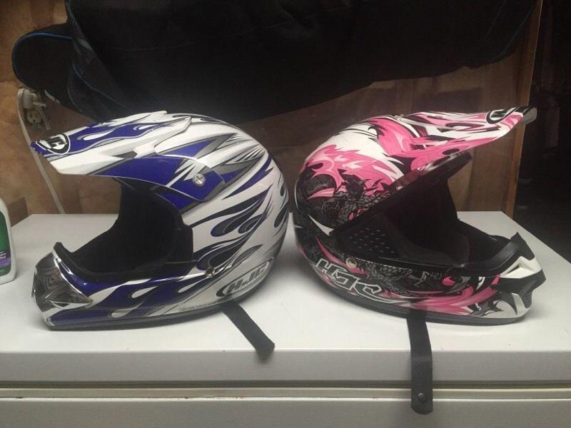 His and Hers motocross helmets
