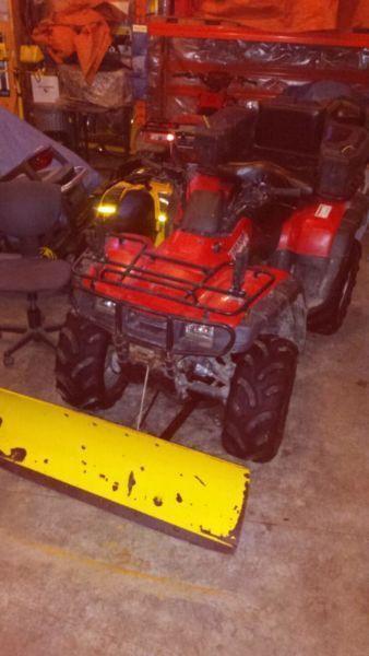 Honda quod 350 4x4 lifted c/w tip trailor and plow 3000 obo