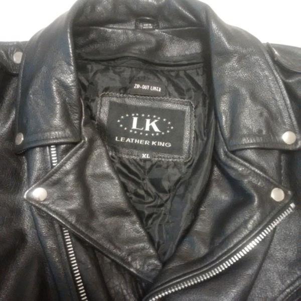 Echtes Leder Futter Black Leather Motorcycle Jacket w/ liner XL
