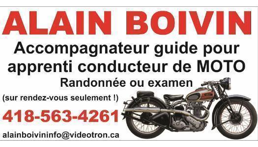 Accompagnateur guide pour apprenti conducteur de moto