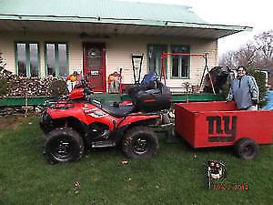 ATV with trailer and plow