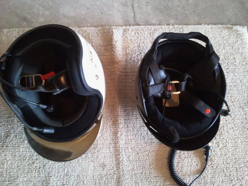 His & Hers Touring Motorcycle Helmets with headsets!