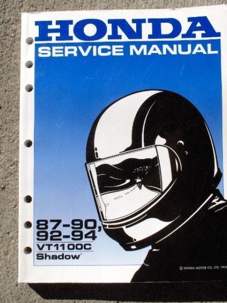 HONDA Service Manual for 87 - 90 and 92 - 94 VT1100 Shadow