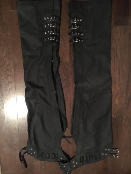 Icon black motorcycle chaps