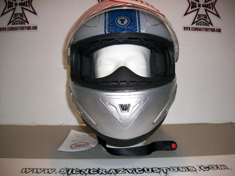 Torc Gloss Silver, Fighter Design, Full Face Helmet, Large