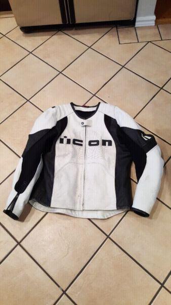 Icon leather armoured motorcycle jacket