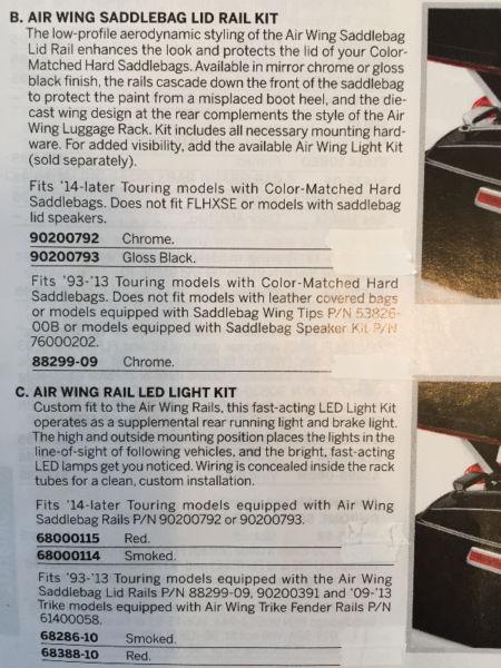 Airwing Saddlebag Lid Rails