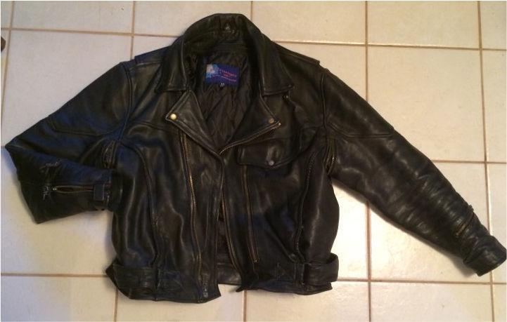 Heavy leather biker jacket