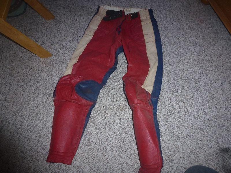 red motorcycle leather pants