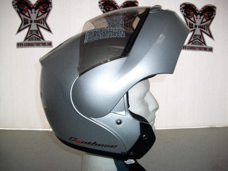 ZEUS Gloss Silver With Retractable Sun Lens, Modular Helmets