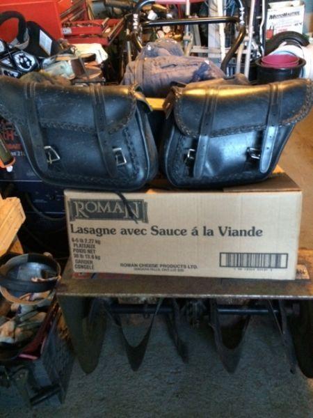Soft Leather Saddle Bags with fork bag