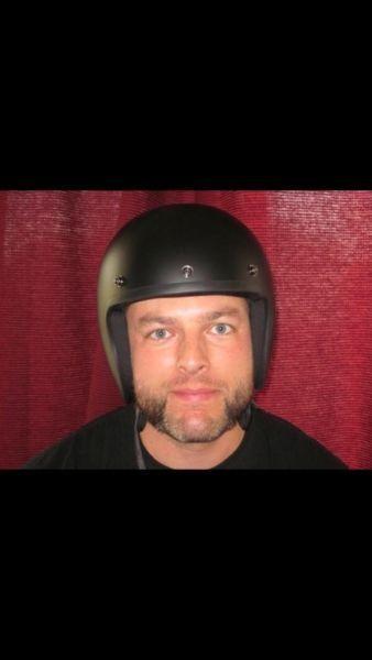 3/4 Matte Black Motorcycle Helmet