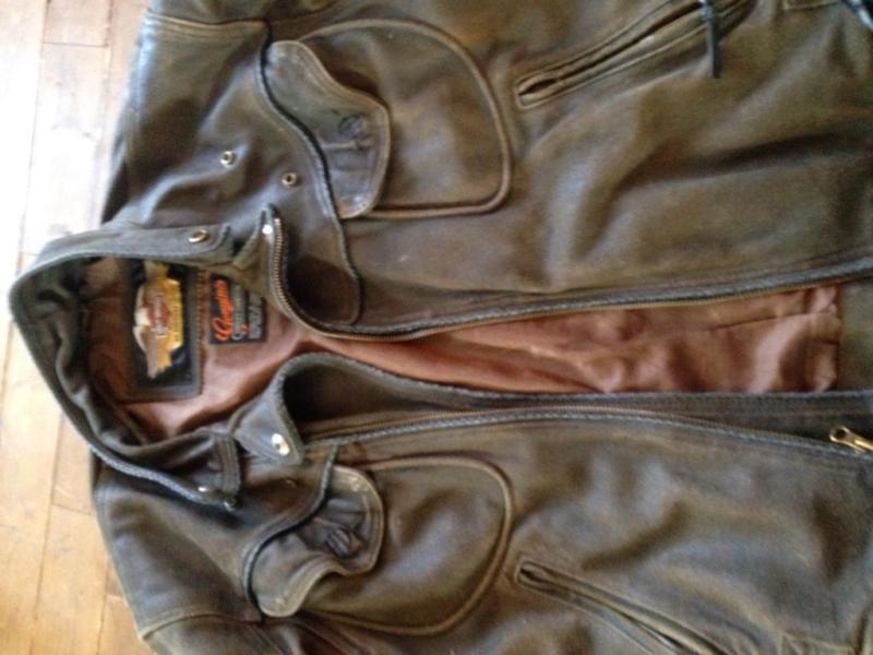 Cuir Harley manteau homme large et chap