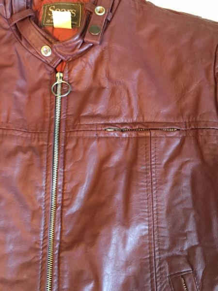 Manteau cuir rouge Sears vintage