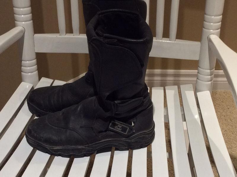 Black leather motorcycle boots