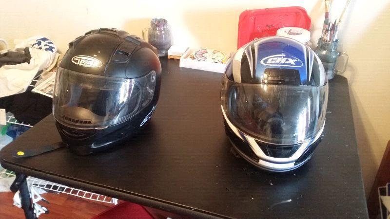Motorcycle helmet, 2, size Large, $45