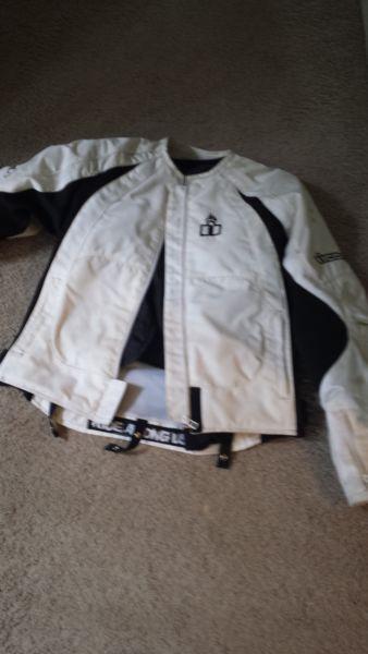 Women's Icon White/Black Textile motorcycle jacket - small $125