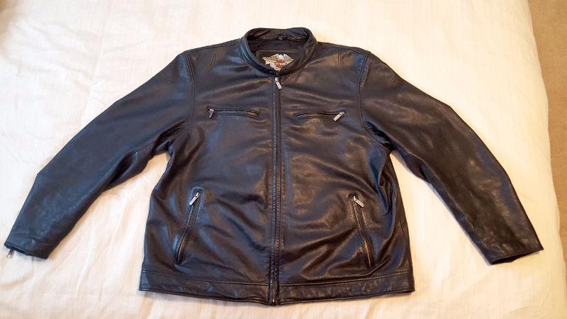 Harley Davidson Axle Circle Skull Black Leather Jacket XXL