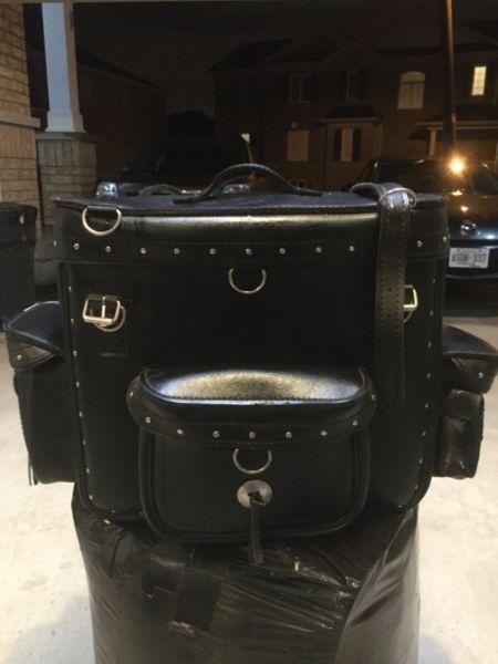 Motorcycle trunk travel bag leather black
