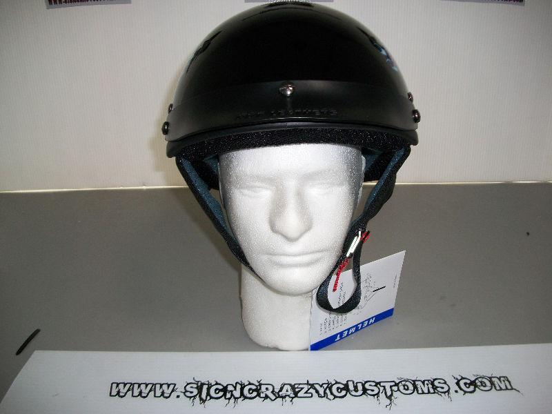 HLD Gloss Black Rose's Design Beanie Helmet, Large