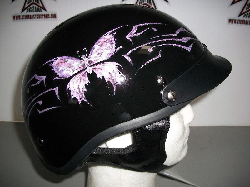 TORC Beanie Helmet, Gloss Black - ButterFly Design