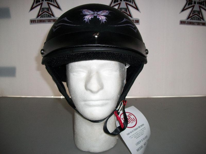 TORC Butterfly Design, Flat Black Beanie Helmet, X-Large