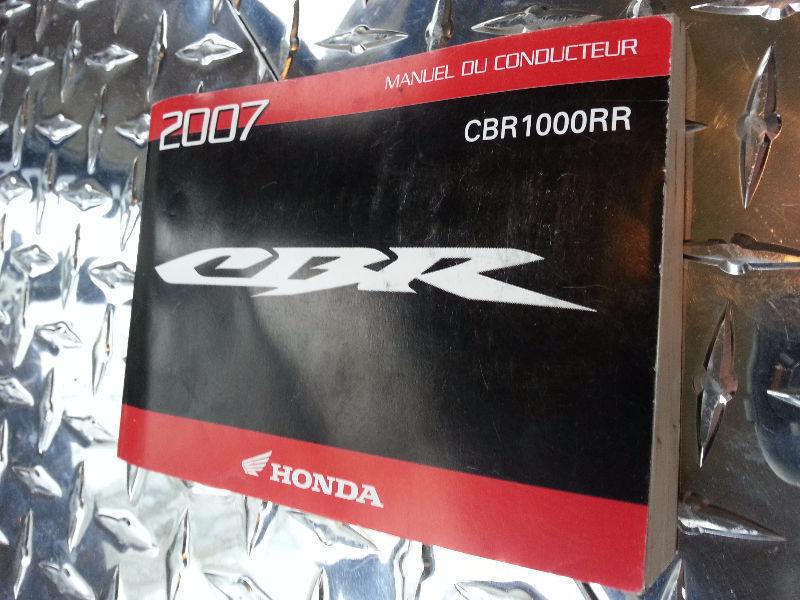 2007 Honda 1000RR Owners Manual French CBR 1000 RR CBR