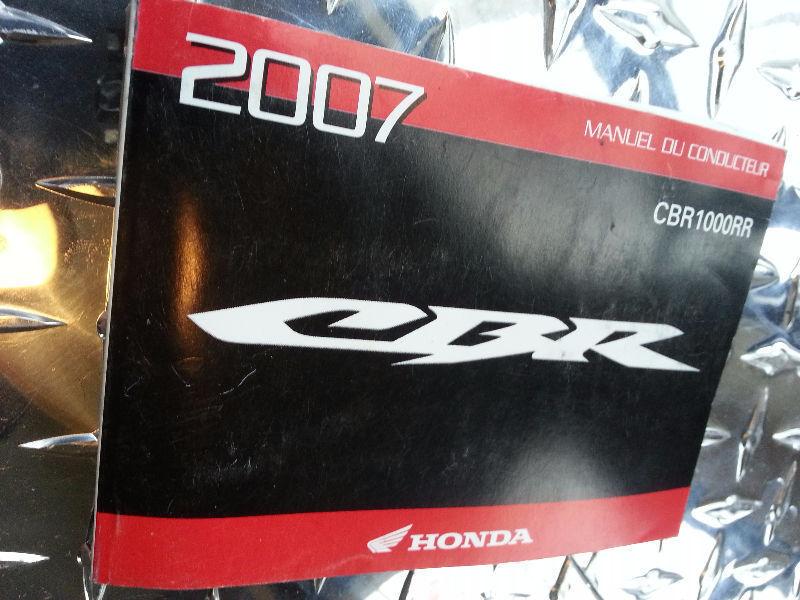 2007 Honda 1000RR Owners Manual French CBR 1000 RR CBR