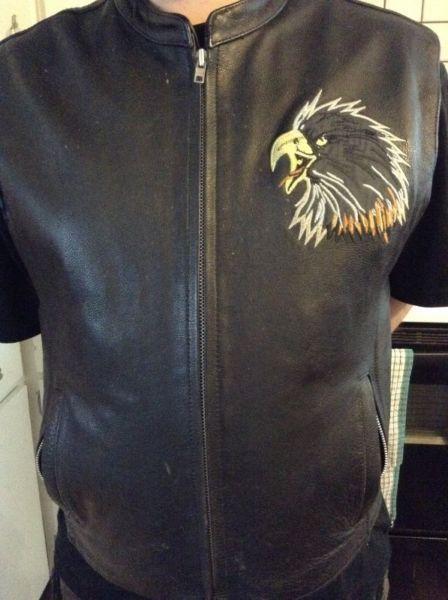 Antique genuine screamin' eagle leather motorcycle vest