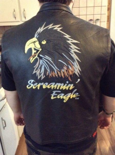 Antique genuine screamin' eagle leather motorcycle vest