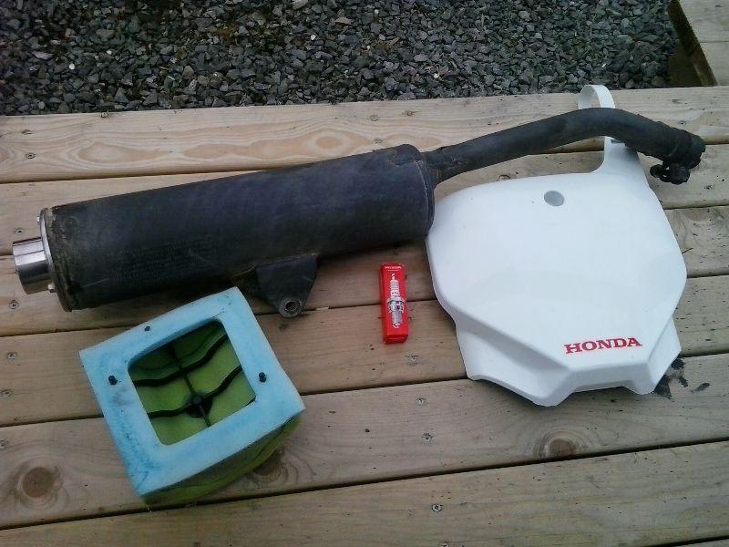 Parts for Honda 230f, exhaust air filter, spark plug and # plate