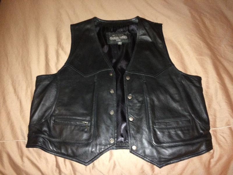 Leather Biker vest, size 48, NEW