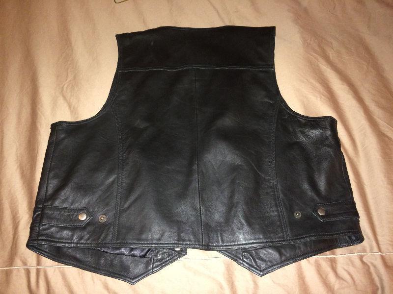 Leather Biker vest, size 48, NEW