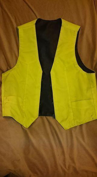 Reversible leather / nylon fluorescent vest, size M/L