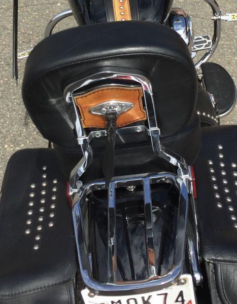 Passenger seat sissy bar and luggage rack off heritage Softail