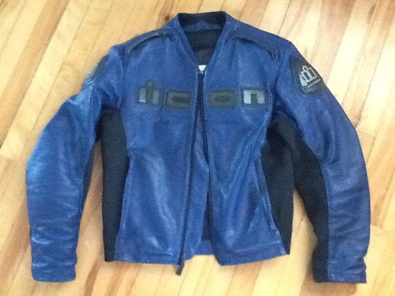Mens ICON Leather Motorcycle Leather Jacket size Large