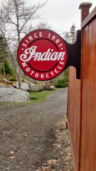 2 SIDED INDIAN MOTORCYCLE SIGN