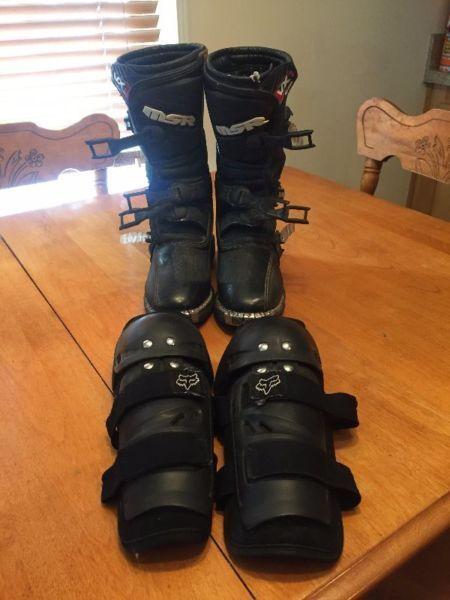 MSR Size 6 Motorcross boots w/ Shin guards