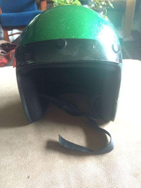 Green 3/4 Motorcycle Helmet