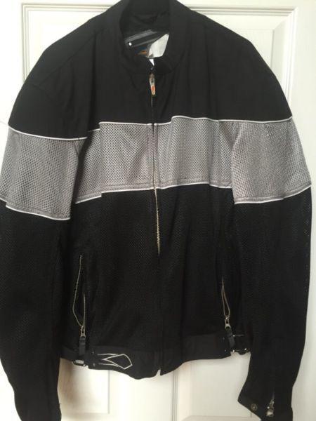 Black & Silver Mesh Motorcycle Jacket For Sale