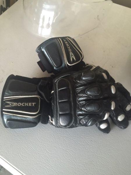 Joe Rocket black leather motorcycle gloves