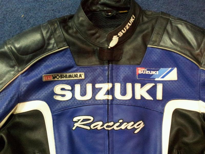 Full leather replica suzuki gsxr racing jacket