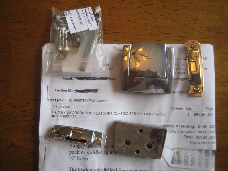 Harley Davidson tour pack latch and screws ( used)